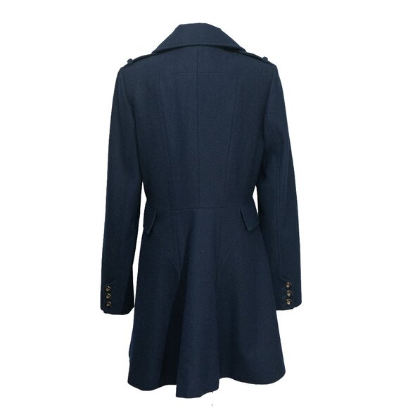 Via Spiga Wool Military Coat Blue Navy Fit Flare Retro Academia Victorian Twee - Picture 2 of 14
